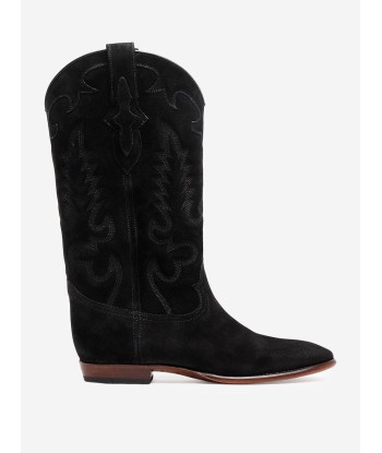 BLACK SUEDE MIDNIGHT COWBOY BOOTS Livraison rapide