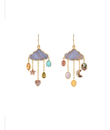 CLOUD AND RAIN CHAIN DROP EARRINGS pas cher