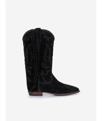 BOTTES SANTIAG FRINGE EN SUEDE BLACK acheter