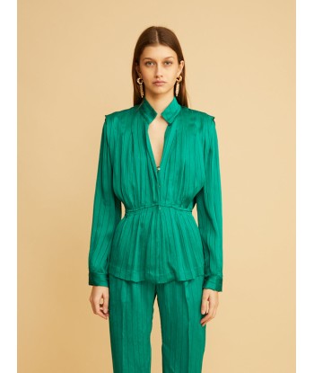 PINSTRIP EMERALD CREPON SHIRT Venez acheter