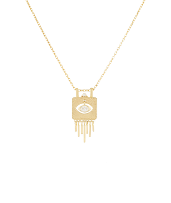 FLAT DIAMOND EYE AND GOLD FRINGE NECKLACE est présent 