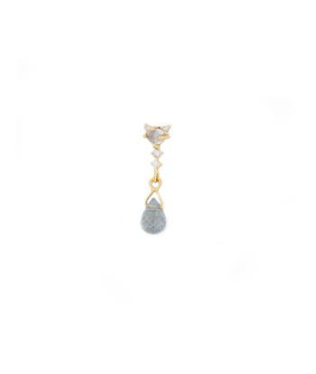 BLUE GRAY SAPPHIRE, MOONSTONE AND DIAMONDS EARRING Fin de série