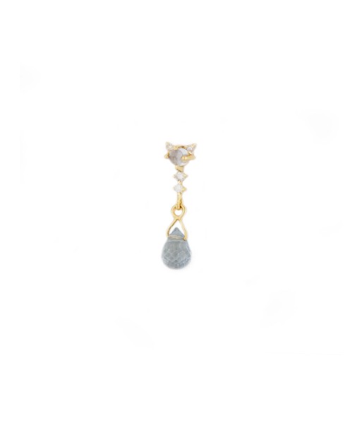 BLUE GRAY SAPPHIRE, MOONSTONE AND DIAMONDS EARRING Fin de série