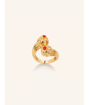 DOUBLE GELATO CORAL AND DIAMOND RING destockage