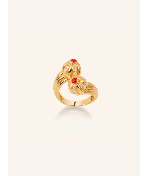 DOUBLE GELATO CORAL AND DIAMOND RING destockage