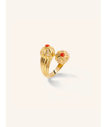 DOUBLE GELATO CORAL AND DIAMOND RING destockage