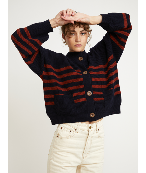 CARDIGAN ROY STRIPES HARISSA NAVY le des métaux précieux