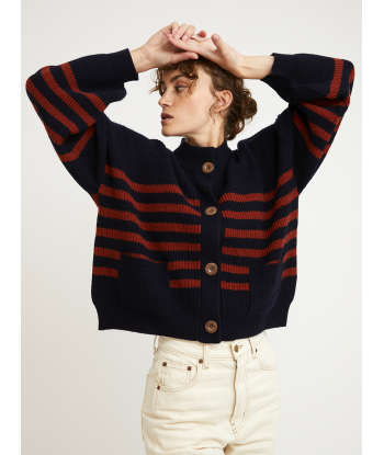 CARDIGAN ROY STRIPES HARISSA NAVY le des métaux précieux