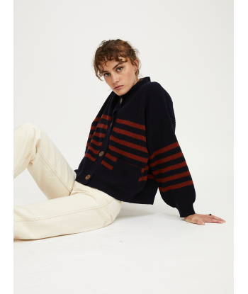 CARDIGAN ROY STRIPES HARISSA NAVY le des métaux précieux