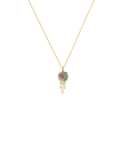 JELLYFISH WATERMELON TOURMALINE AND DIAMOND NECKLACE en ligne