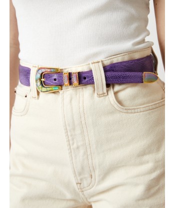 EXCLUSIVE CRAZY LIZARD BELT PURPLE AND GOLD rembourrage situé sous