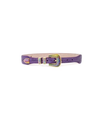 EXCLUSIVE CRAZY LIZARD BELT PURPLE AND GOLD rembourrage situé sous