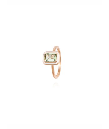 GREEN TOURMALINE RING WITH IVORY ENAMEL pas cher