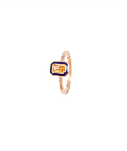 YELLOW TOURMALINE RING BLUE ENAMEL s'inspire de l'anatomie humaine