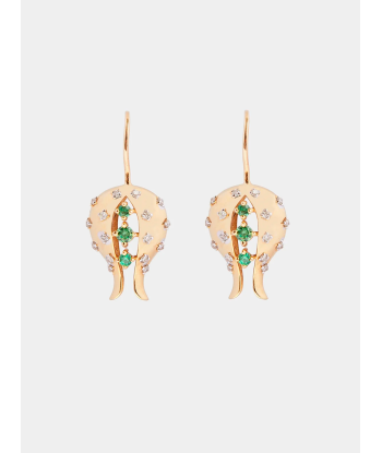 EARRINGS TSAVORIT FLOWERS AND DIAMONDS brillant des détails fins