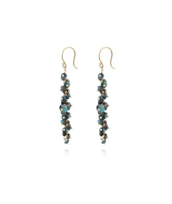 LONG SPIRAL BLACK OPAL EARRINGS prix pour 