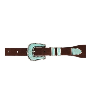 CRAZY BELT IN SOFT BROWN TURQUOISE LEATHER sur le site 