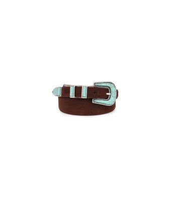 CRAZY BELT IN SOFT BROWN TURQUOISE LEATHER sur le site 