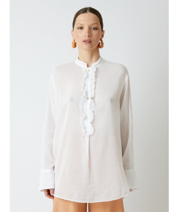 WHITE COTTON AND SILK VOILE SHIRT Amélioration de cerveau avec