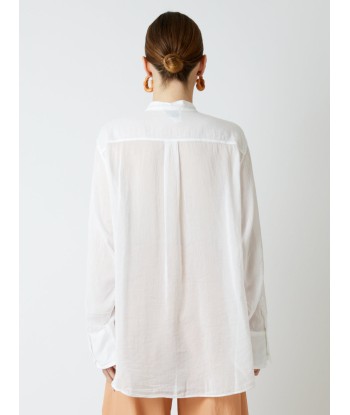 WHITE COTTON AND SILK VOILE SHIRT Amélioration de cerveau avec