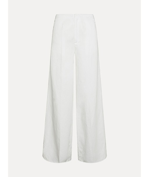 PALAZZO TROUSERS IN WHITE COTTON GABARDINE à prix réduit toute l'année