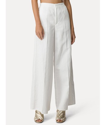 PALAZZO TROUSERS IN WHITE COTTON GABARDINE à prix réduit toute l'année