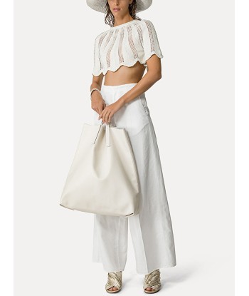 PALAZZO TROUSERS IN WHITE COTTON GABARDINE à prix réduit toute l'année