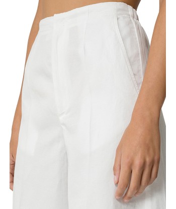 PALAZZO TROUSERS IN WHITE COTTON GABARDINE à prix réduit toute l'année