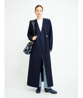 UNCOLLARED NAVY BLUE COAT Economisez 