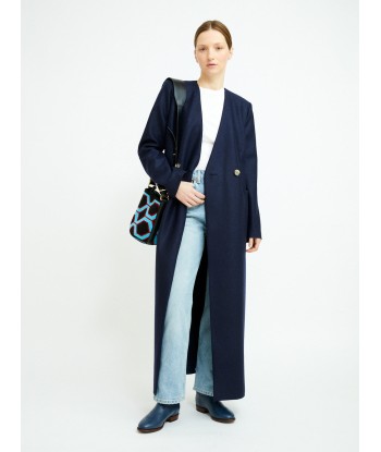 UNCOLLARED NAVY BLUE COAT Economisez 