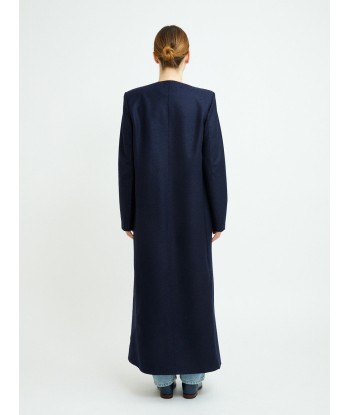 UNCOLLARED NAVY BLUE COAT Economisez 