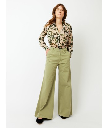 OLIVE COTTON WIDE PANTS shop