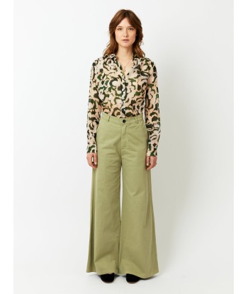 OLIVE COTTON WIDE PANTS shop