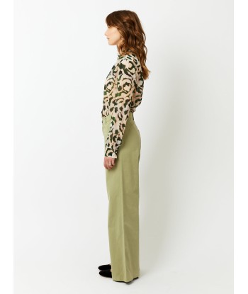 OLIVE COTTON WIDE PANTS shop