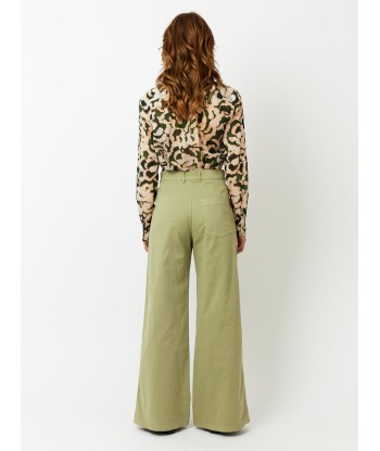 OLIVE COTTON WIDE PANTS shop