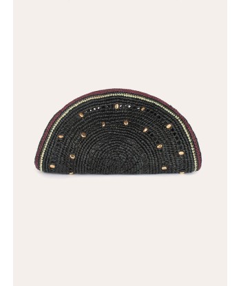 Raphia Indigo Sol Pouch brillant des détails fins