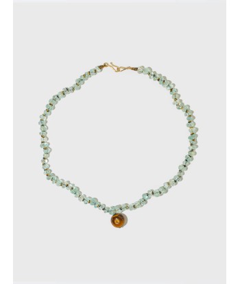 AQUAMARINE AND TIGER'S EYE PEARL NECKLACE basket pas cher