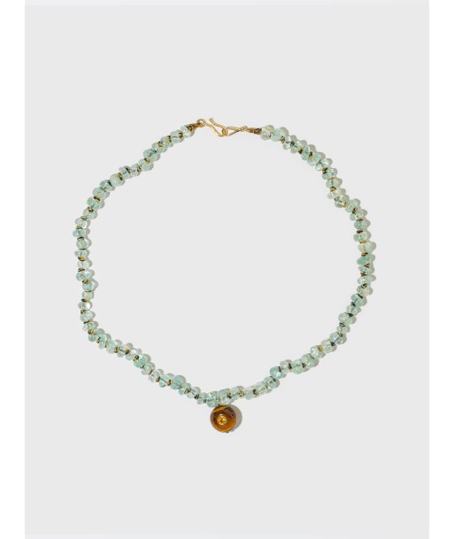 AQUAMARINE AND TIGER'S EYE PEARL NECKLACE basket pas cher