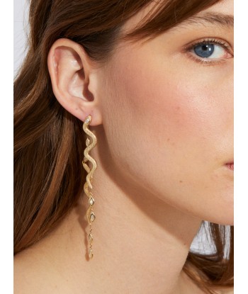 TEXTURED SNAKE AND DIAMONDS EARRING Venez acheter