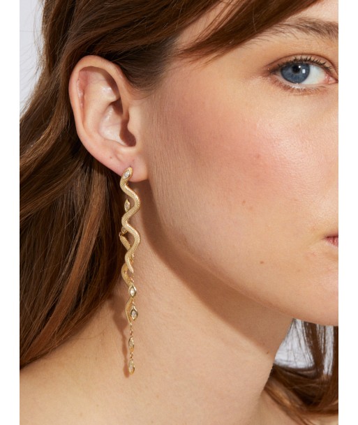 TEXTURED SNAKE AND DIAMONDS EARRING Venez acheter