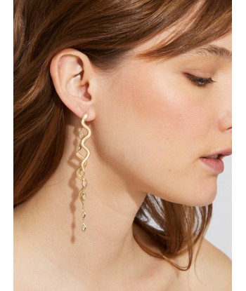 TEXTURED SNAKE AND DIAMONDS EARRING Venez acheter