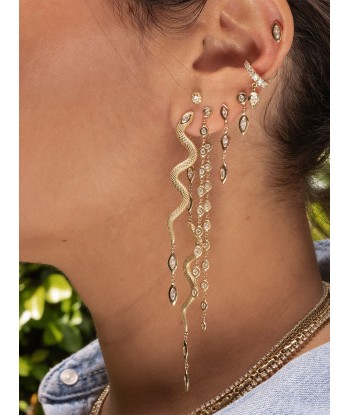 TEXTURED SNAKE AND DIAMONDS EARRING Venez acheter