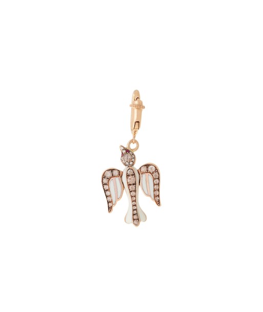 ROSE GOLD, DIAMOND AND IVORY ENAMEL DOVE CHARM Jusqu'à 80% De Réduction