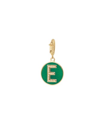 CHARM LETTER E YELLOW GOLD, DIAMONDS AND GREEN ENAMEL le concept de la Pate a emporter 