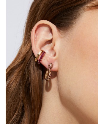 BASILIK YELLOW GOLD AND RUBY STRAIGHT EARRING est présent 