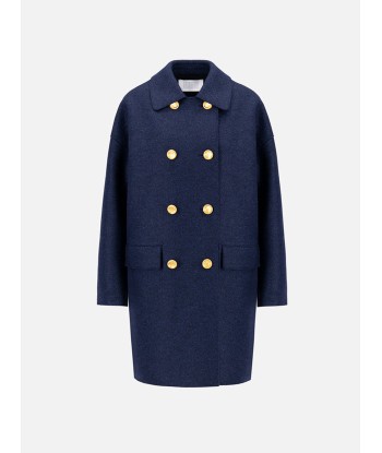 MAC PRESSED WOOL BLUE MOULINE COAT livraison gratuite