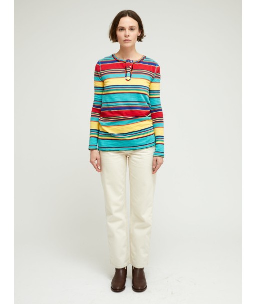 YELLOW, TURQUOISE AND RED STRIPED SKIN T-SHIRT la chaussure