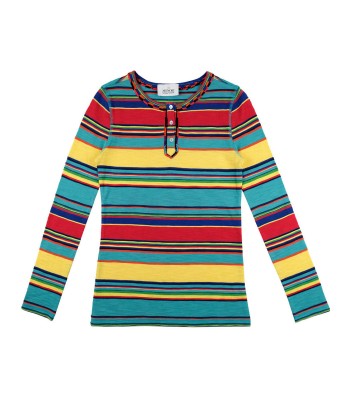 YELLOW, TURQUOISE AND RED STRIPED SKIN T-SHIRT la chaussure