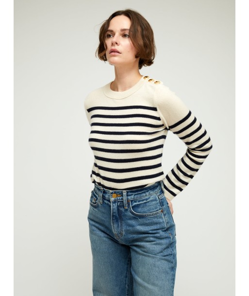 THEO STRIPED SWEATER ANTIQUE WHITE & NAVY Comparez plus de prix