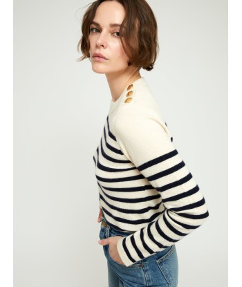 THEO STRIPED SWEATER ANTIQUE WHITE & NAVY Comparez plus de prix